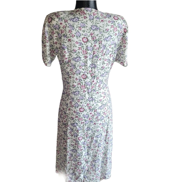 Vintage 90's Floral Print Short Sleeve Button Front Summer Dress - Picture 7 of 7